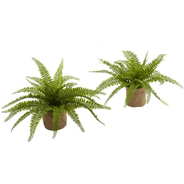 Nearly Natural Boston Fern With Burlap Planter - Set of 2, 2PK 6814-S2 - main